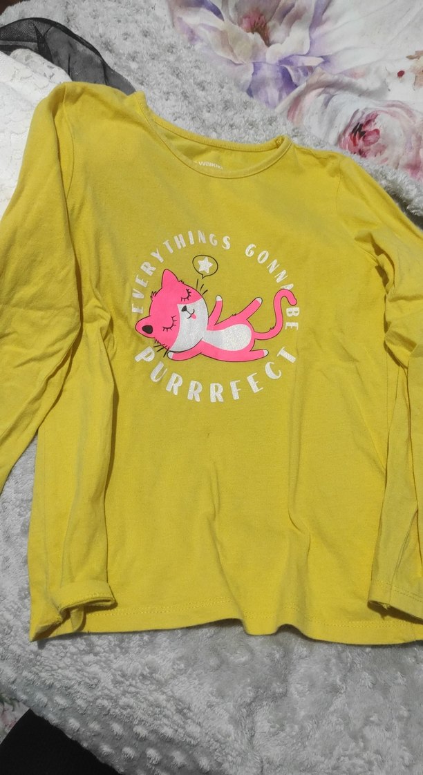 Sarı Uzun Kollu Kız Çocuk Tişörtü - Görsel 4