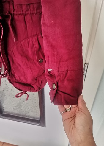 Bordo Kadın Midi Boy Sıcak Mont - Görsel 5