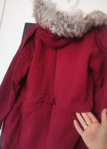 Bordo Kadın Midi Boy Sıcak Mont - Görsel 4