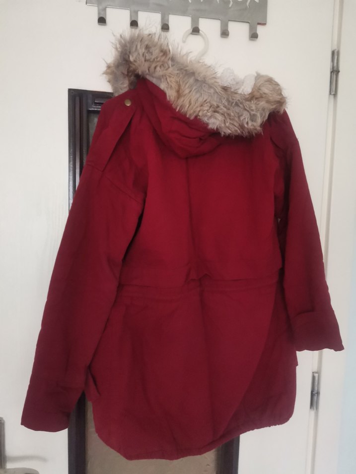 Bordo Kadın Midi Boy Sıcak Mont - Görsel 2