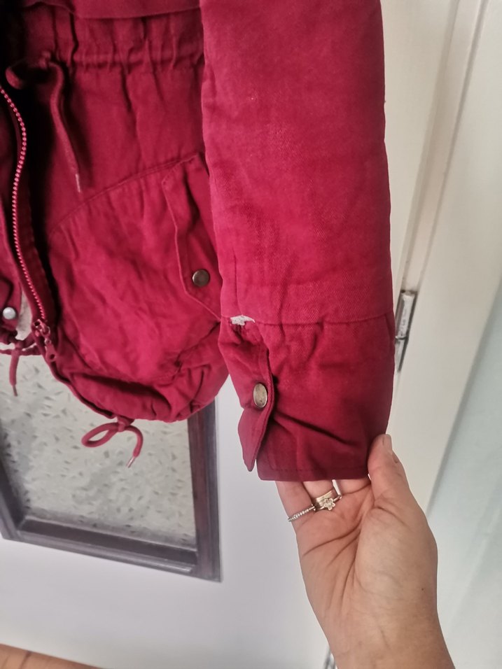 Bordo Kadın Midi Boy Sıcak Mont - Görsel 5