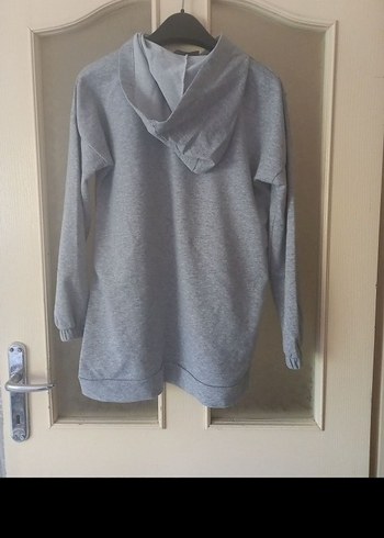 Gri Kapüşonlu Uzun Kollu Sweatshirt - Görsel 2