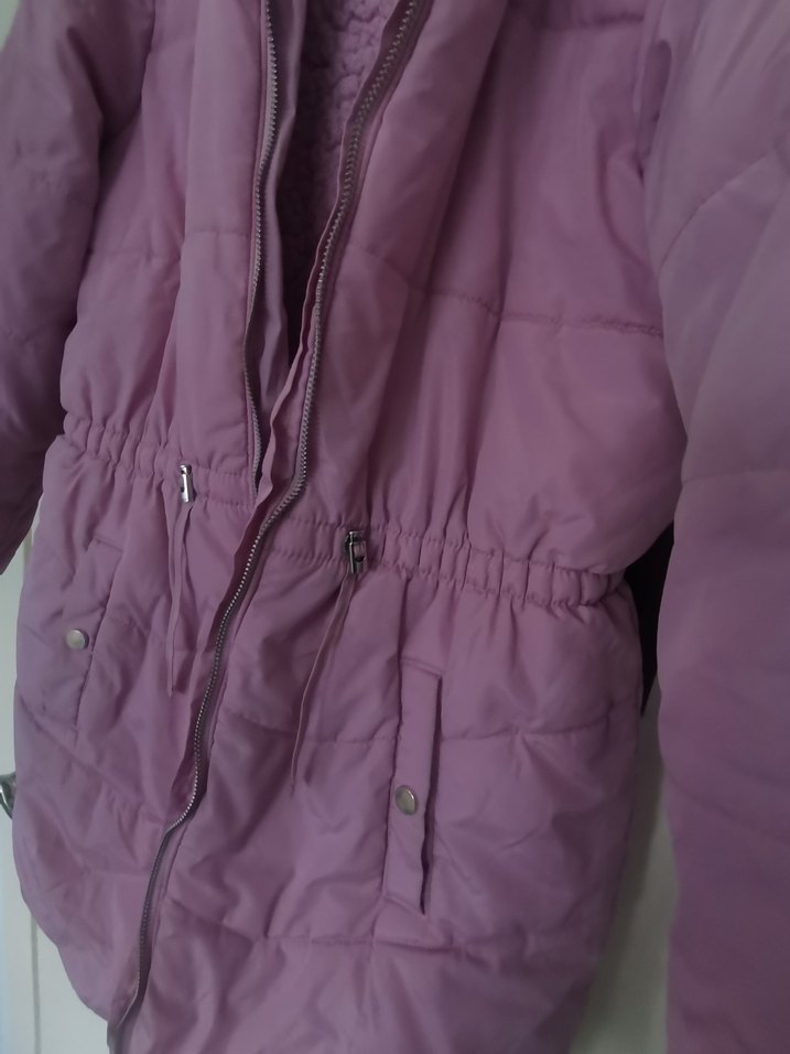 Kız Çocuk lila Fermuarlı Kaban şişme mont - Görsel 5