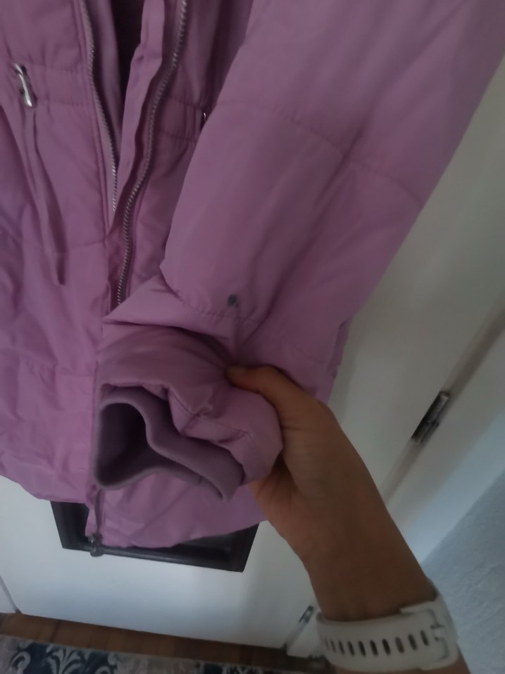 Kız Çocuk lila Fermuarlı Kaban şişme mont - Görsel 4