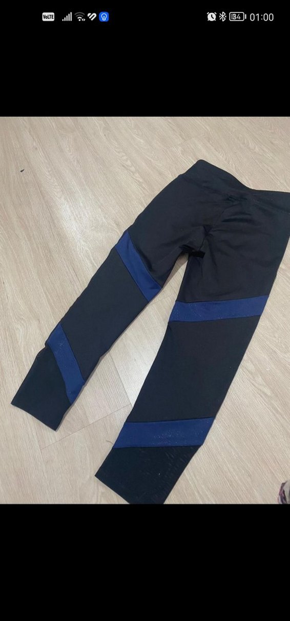 Kadın Lacivert Bantlı Spor Tayt Velcro Detaylı - Görsel 2