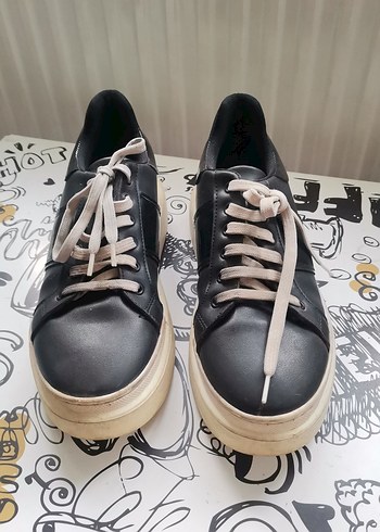 Siyah Platform Topuklu Bağcıklı Kadın Spor Ayakkabı - Görsel 3