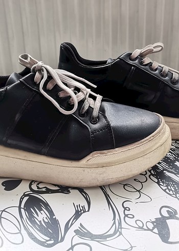 Siyah Platform Topuklu Bağcıklı Kadın Spor Ayakkabı - Görsel 2