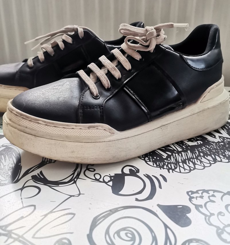 Siyah Platform Topuklu Bağcıklı Kadın Spor Ayakkabı - Görsel 4