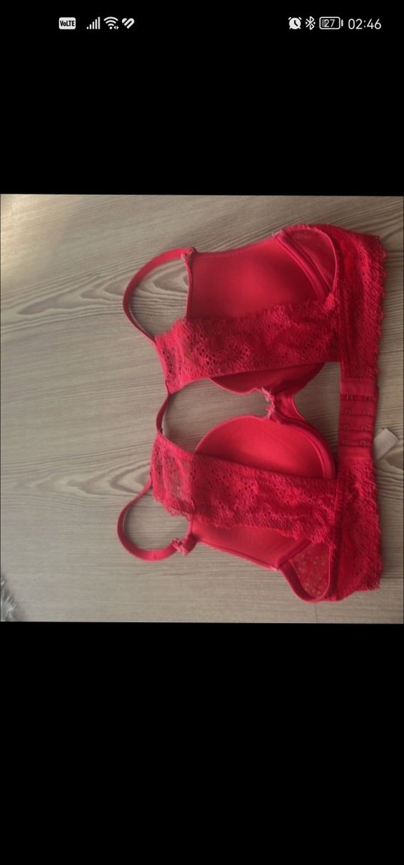 Kırmızı Dantelli Sütyen - Görsel 2