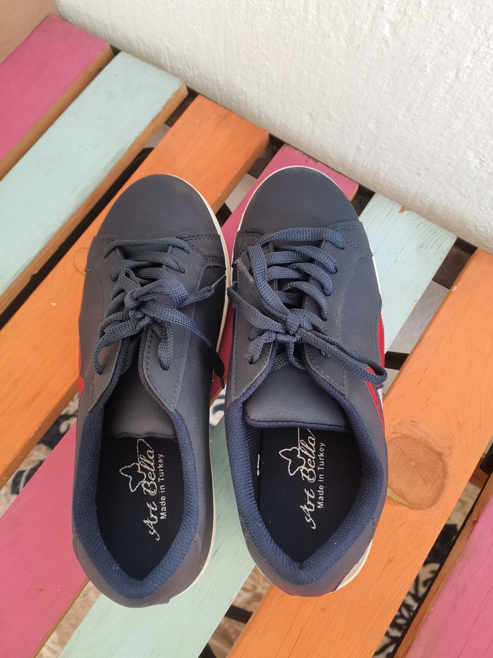 Mavi Nakışlı Kadın Sneakers - Görsel 3