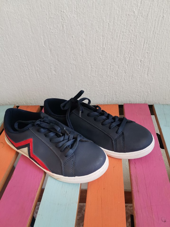 Mavi Nakışlı Kadın Sneakers - Görsel 4