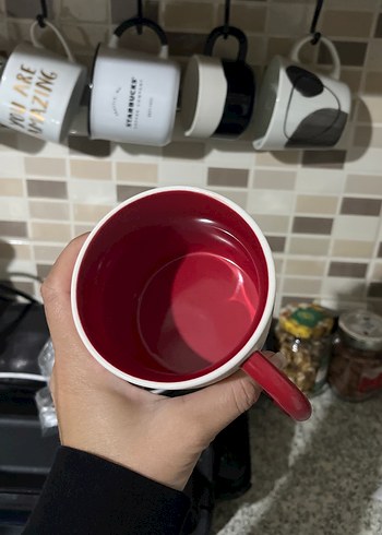 Beden beyaz Renk Starbucks Kırmızı Kulplu Beyaz Kutup Ayısı Kupa