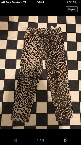 Leopar desenli mom jean