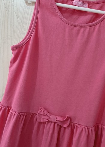 LC Waikiki Pembe Kız Çocuk Fiyonk Detaylı Kolsuz Elbise