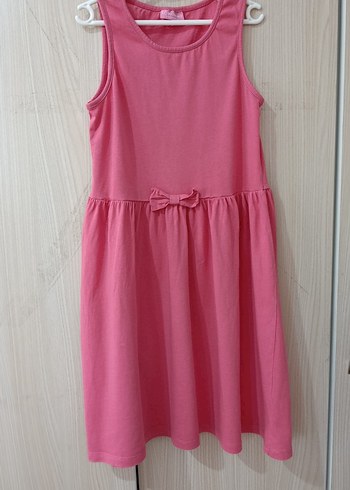 Pembe Kız Çocuk Fiyonk Detaylı Kolsuz Elbise