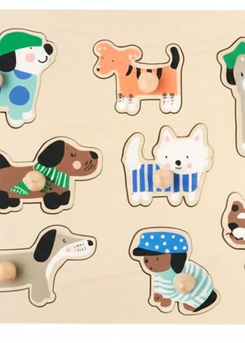 Renkli Ahşap Köpek Temalı Çocuk Bulmacası