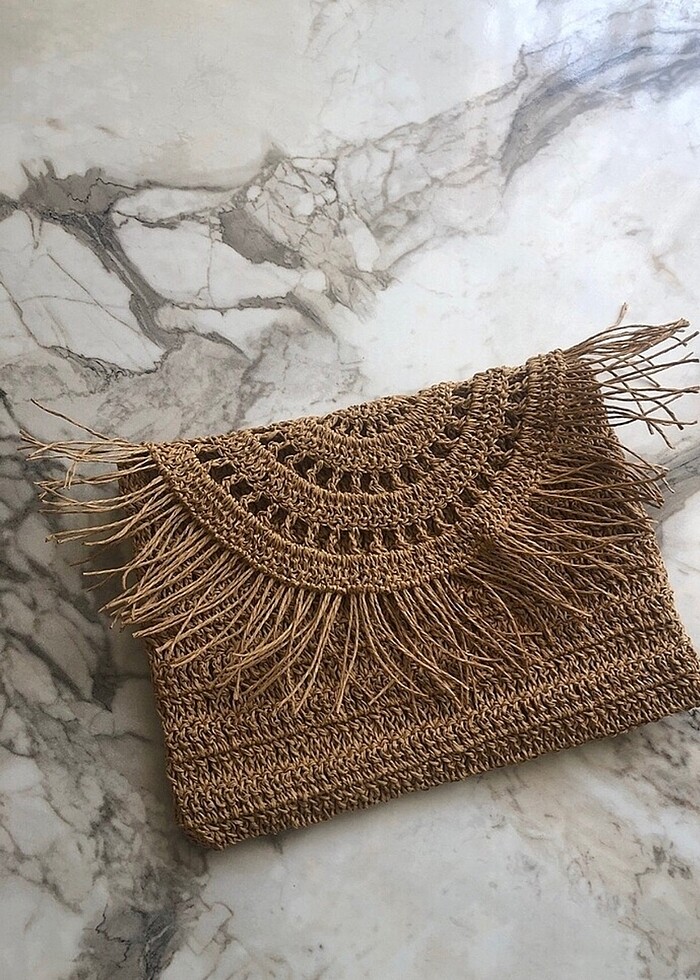 Hasır clutch çanta - Görsel 2