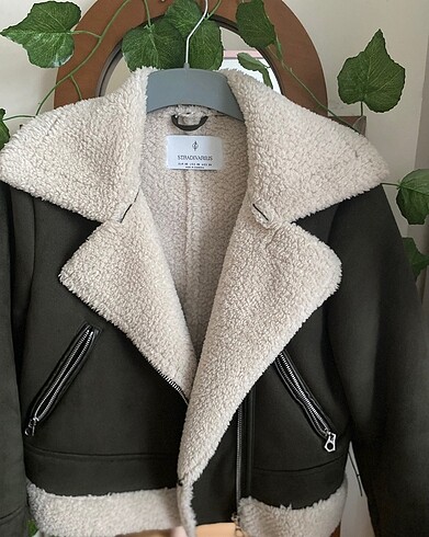 Stradivarius stradivarus biker ceket haki yesil
