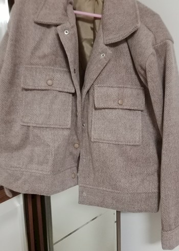 Bershka Bej Düğmeli Midi Kadın Yün Kaban