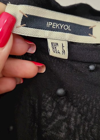 l Beden siyah Renk Siyah Drapeli Kısa Kollu Tişört
