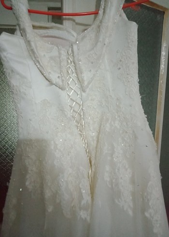 Uzun Beyaz Straplez Prenses Gelinlik - Görsel 2