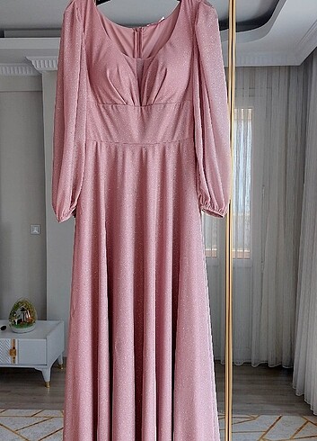 Pembe abiye elbise 