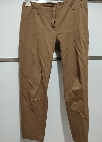 Bej Kadın Keten Normal Boy Pantolon