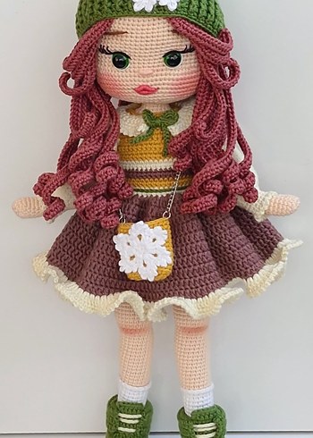 Renkli Kahverengi Saçlı Amigurumi Bebek Seti - Görsel 9