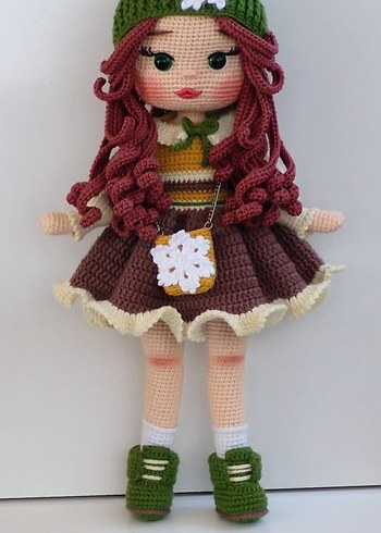 Renkli Kahverengi Saçlı Amigurumi Bebek Seti - Görsel 3