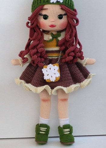 Renkli Kahverengi Saçlı Amigurumi Bebek Seti - Görsel 8