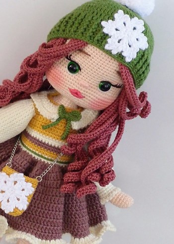 Renkli Kahverengi Saçlı Amigurumi Bebek Seti - Görsel 6