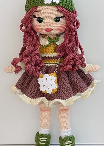 Renkli Kahverengi Saçlı Amigurumi Bebek Seti - Görsel 10