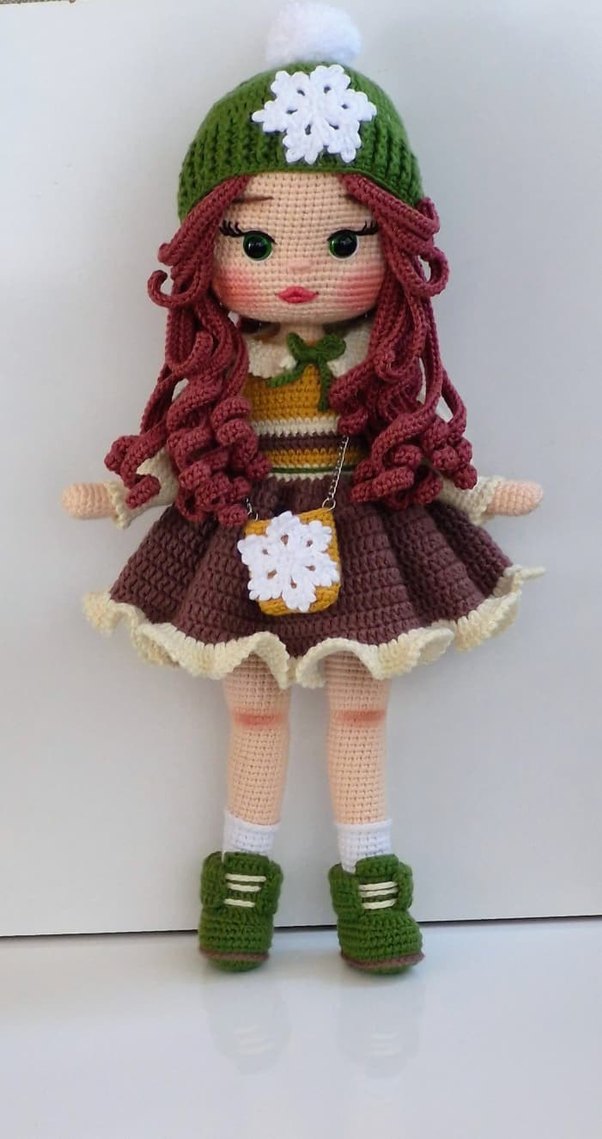 Renkli Kahverengi Saçlı Amigurumi Bebek Seti - Görsel 3