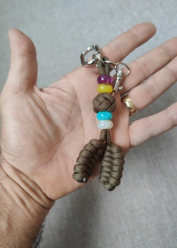 Renkli Püsküllü Bohem Paracord Anahtarlık - Görsel 3