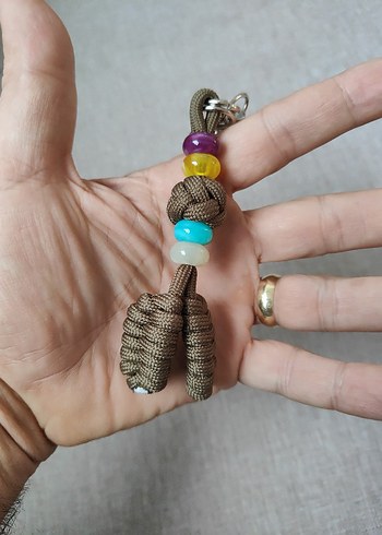Renkli Püsküllü Bohem Paracord Anahtarlık - Görsel 5