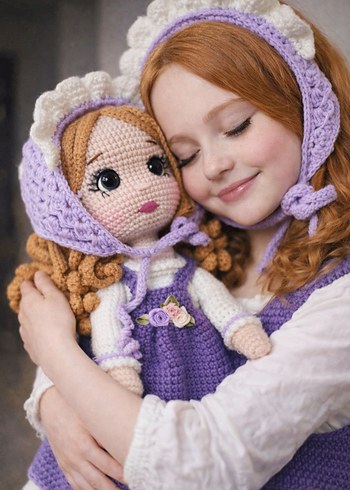 Mor Örgü Amigurumi Bebek - Görsel 9