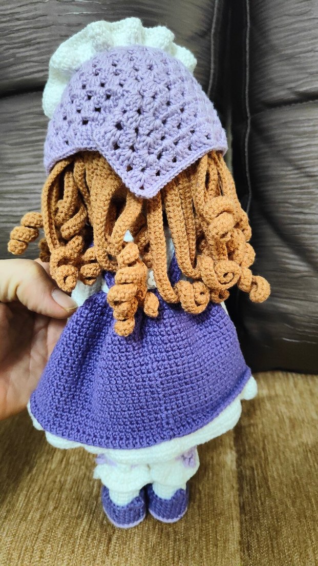 Mor Örgü Amigurumi Bebek - Görsel 4