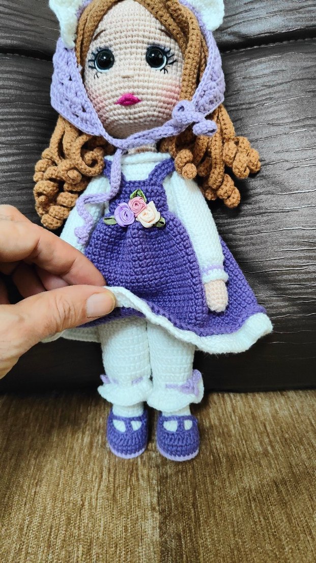 Mor Örgü Amigurumi Bebek - Görsel 5