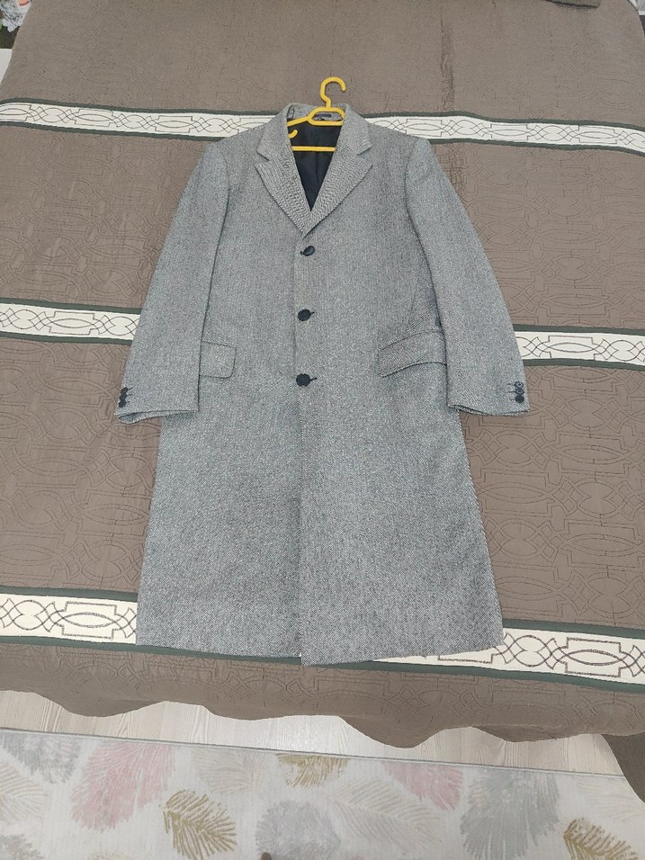 Gri Erkek Uzun Yün Kaban - Görsel 2