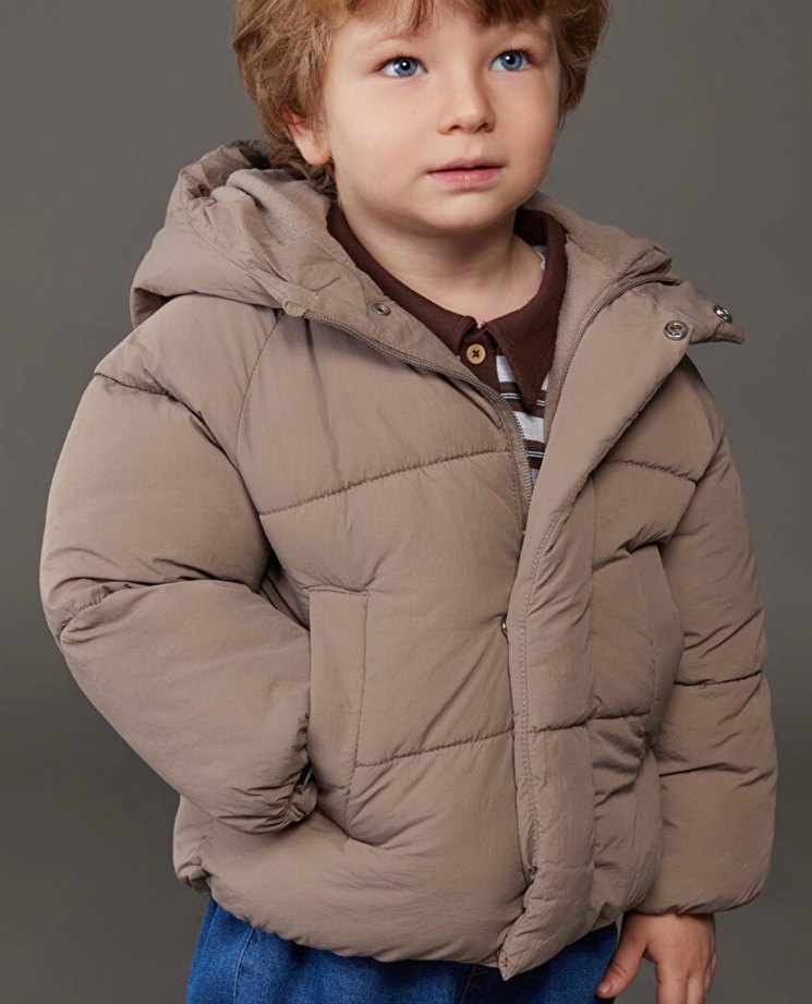 Kahverengi Erkek Çocuk Şişme Mont - Görsel 2