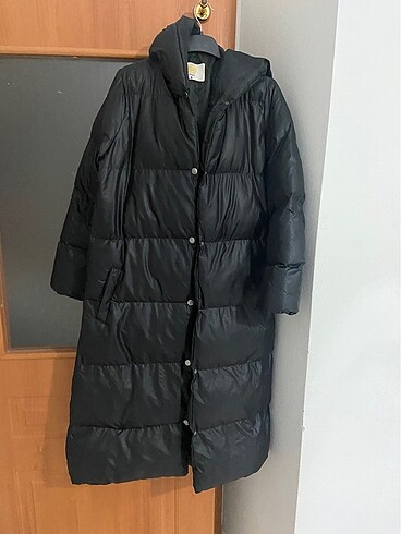 Uzun oversize siyah mont