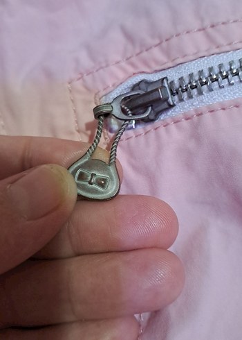 Düğmeli Pembe Kız Montu Kapüşonlu - Görsel 3