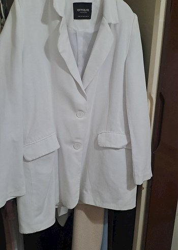 Beyaz Kadın Keten Blazer Ceket