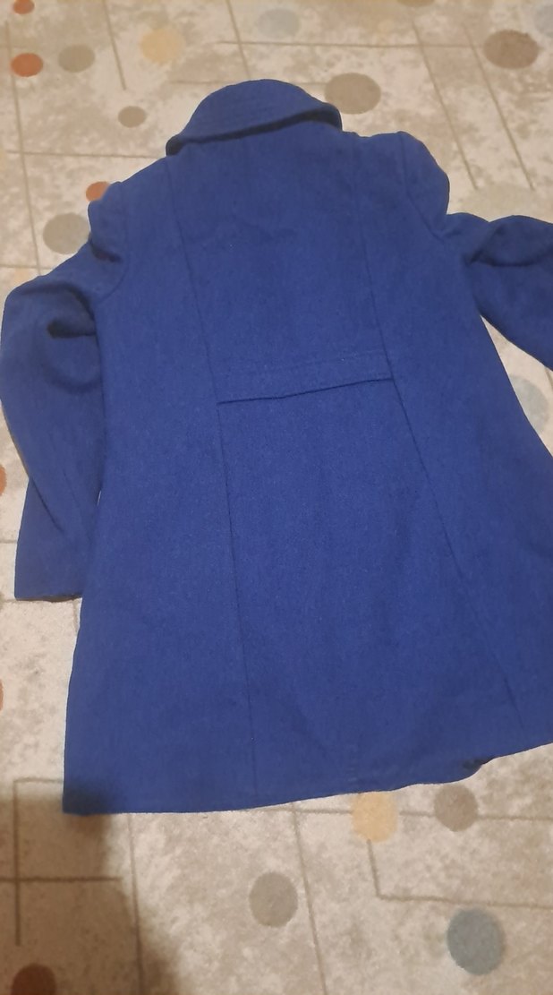 Lacivert düğmeli kız çocuk kaban - Görsel 3