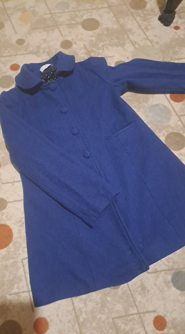 Lacivert düğmeli kız çocuk kaban - Görsel 2