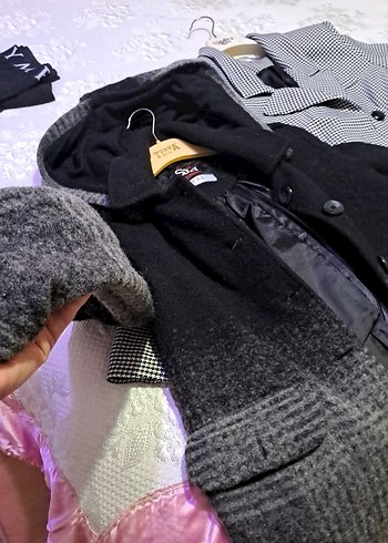 Düğmeli Gri Midi Yün  kız çocuk Kabanı - Görsel 2