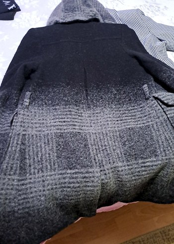 Düğmeli Gri Midi Yün  kız çocuk Kabanı - Görsel 6