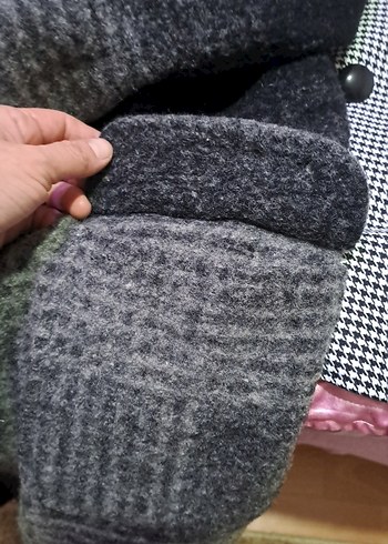 Düğmeli Gri Midi Yün  kız çocuk Kabanı - Görsel 4