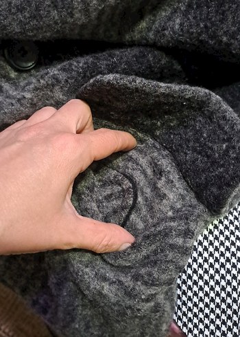 Düğmeli Gri Midi Yün  kız çocuk Kabanı - Görsel 5