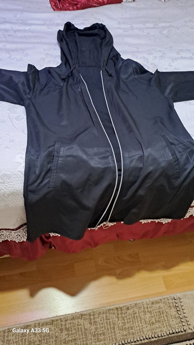 Siyah Fermuarlı yağmurluk ince - Görsel 3